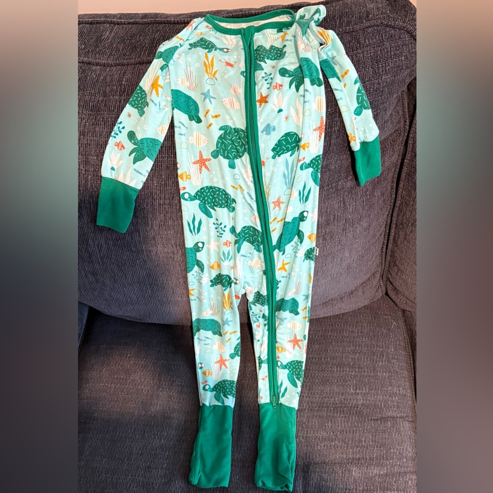 Little Sleepies Aqua Turtle Print Zippy